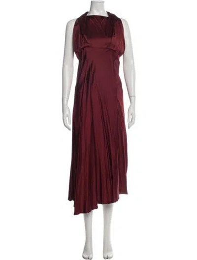 Pre-owned Reiss Crew Neck Long Dress In Red