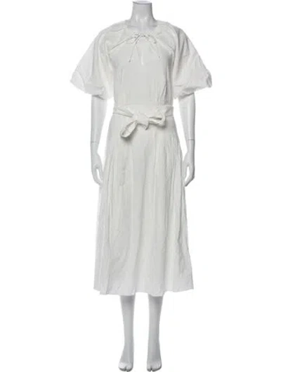 Pre-owned Reiss Crew Neck Long Dress In White
