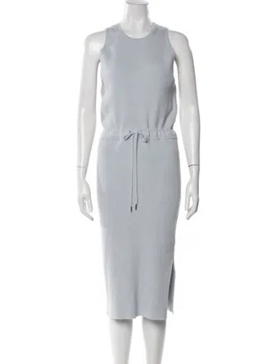 Pre-owned Reiss Crew Neck Midi Length Dress In Blue