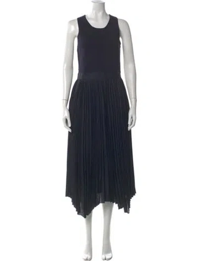 Pre-owned Reiss Crew Neck Midi Length Dress In Blue
