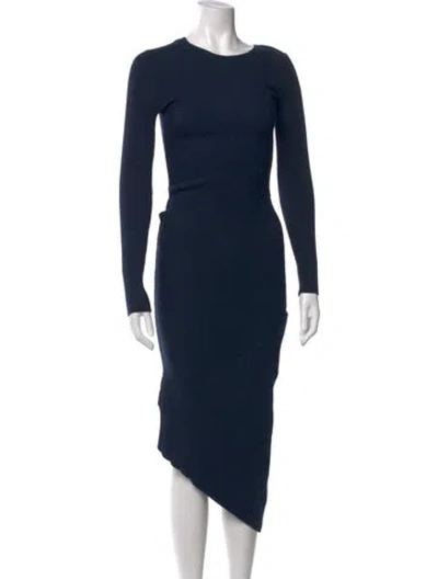 Pre-owned Reiss Crew Neck Midi Length Dress In Blue