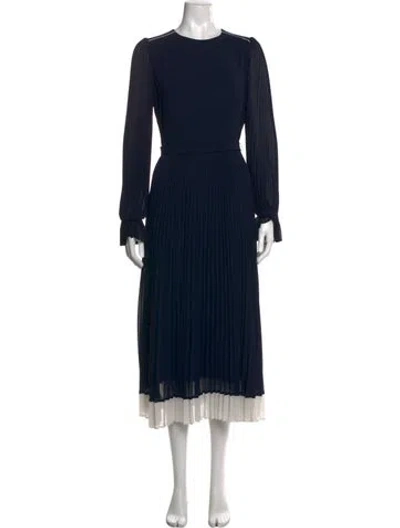 Pre-owned Reiss Crew Neck Midi Length Dress In Blue