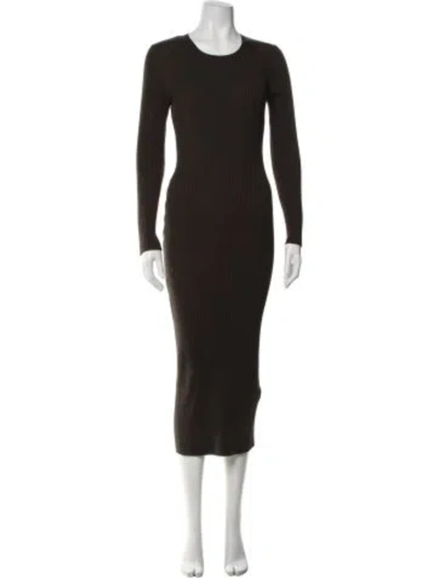 Pre-owned Reiss Crew Neck Midi Length Dress In Brown