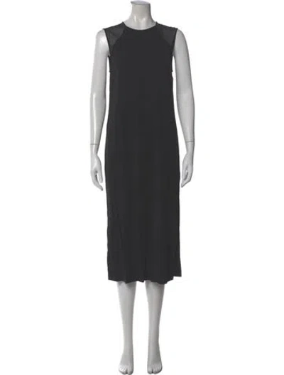 Pre-owned Reiss Crew Neck Midi Length Dress In Gray