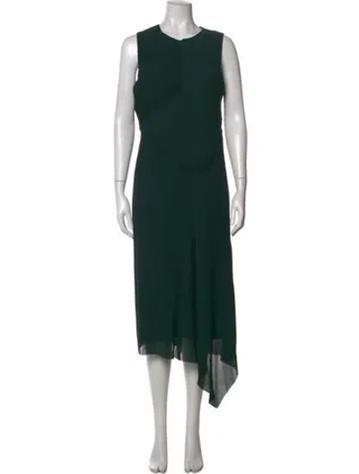Pre-owned Reiss Crew Neck Midi Length Dress In Green