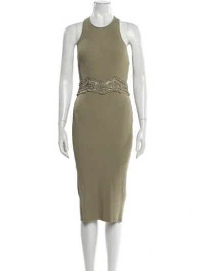 Pre-owned Reiss Crew Neck Midi Length Dress In Neutral