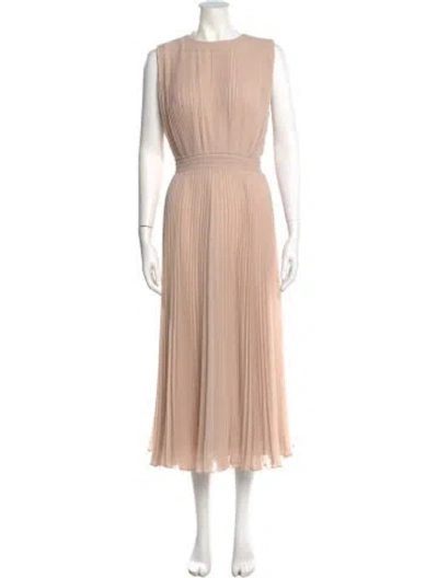 Pre-owned Reiss Crew Neck Midi Length Dress In Pink
