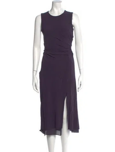 Pre-owned Reiss Crew Neck Midi Length Dress In Purple