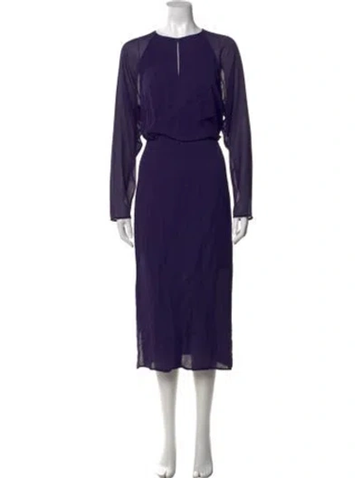 Pre-owned Reiss Crew Neck Midi Length Dress In Purple