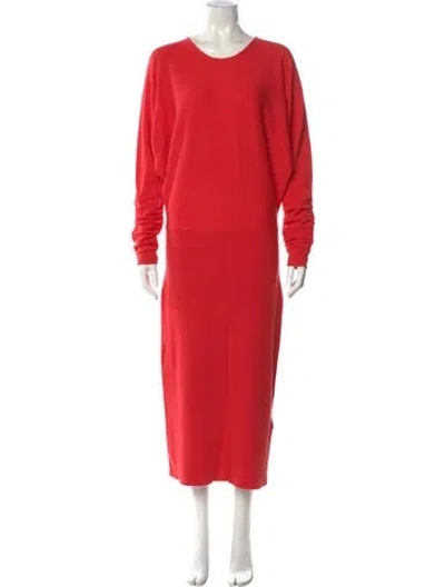 Pre-owned Reiss Crew Neck Midi Length Dress In Red