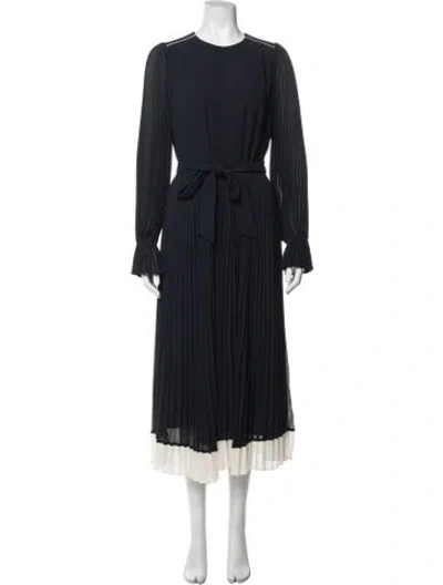 Pre-owned Reiss Crew Neck Midi Length Dress W/ Tags In Blue