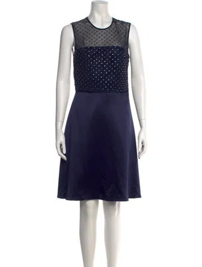 Pre-owned Reiss Crew Neck Mini Dress In Blue