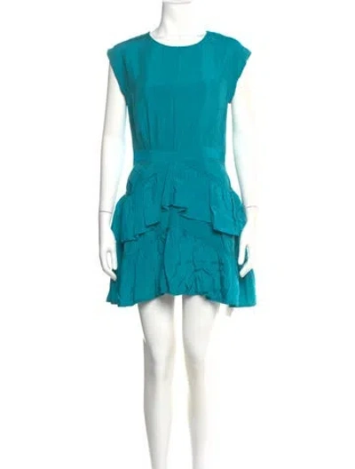 Pre-owned Reiss Crew Neck Mini Dress In Blue