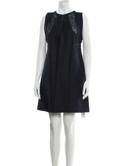 Pre-owned Reiss Crew Neck Mini Dress In Blue