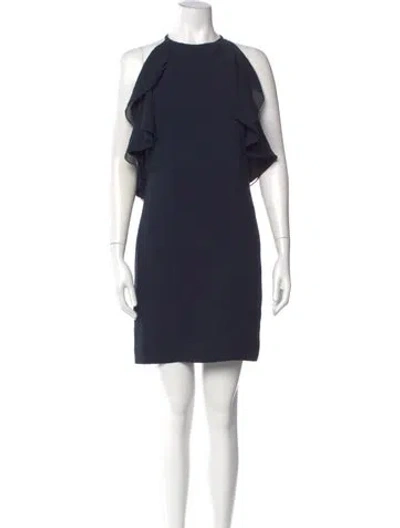 Pre-owned Reiss Crew Neck Mini Dress In Blue