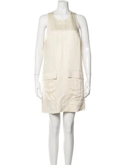 Pre-owned Reiss Crew Neck Mini Dress In Neutral