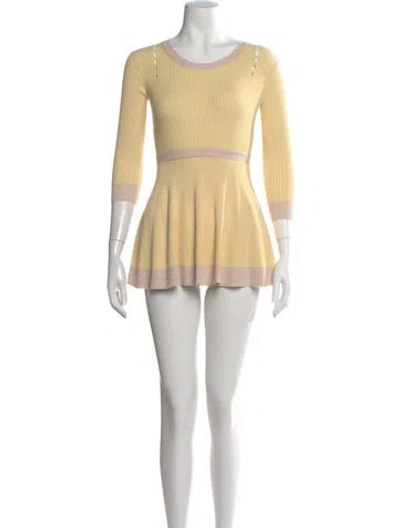 Pre-owned Reiss Crew Neck Mini Dress In Yellow
