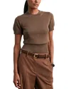 Reiss Brown Cotton And Wool Crew-neck Top In Brown