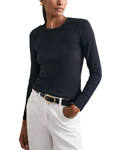 Reiss Crewneck Long Sleeve Top In Blue