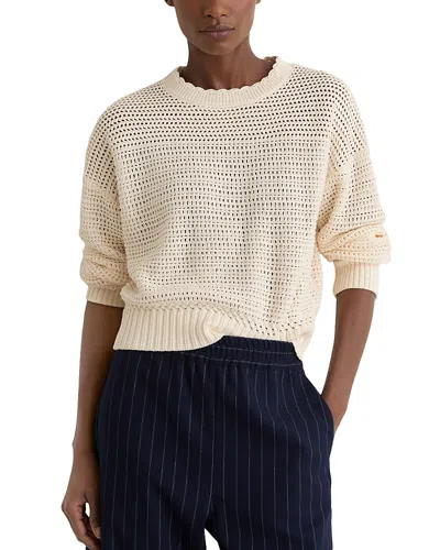 Reiss Crewneck Stitch Jumper In Neutral