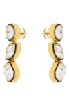 Reiss Crista Crystal & Enamel Drop Earrings In Gold