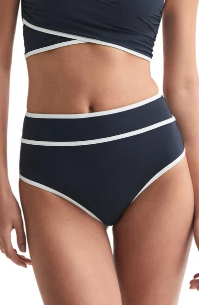 Reiss Navy/white Cristina High Rise Bikini Bottoms