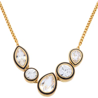 Reiss Cristina Mixed Cut Crystal Frontal Necklace In Gold