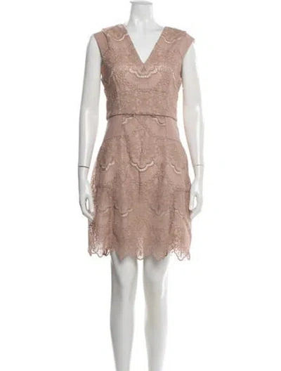 Pre-owned Reiss Crochet Knee-length Dress In Pink