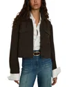 Reiss Cropped Jacket In Mocha Brown