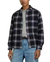 Reiss Navy Multi Crosby Check Patch-pocket Overshirt With Wool In Navy Multi