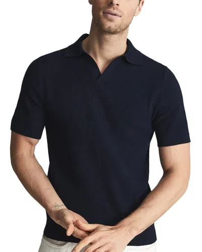 Reiss Cumbria Textured Open Collar Polo In Black