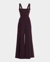Reiss Cutout Sleeveless Wide-leg Jumpsuit In Burgundy