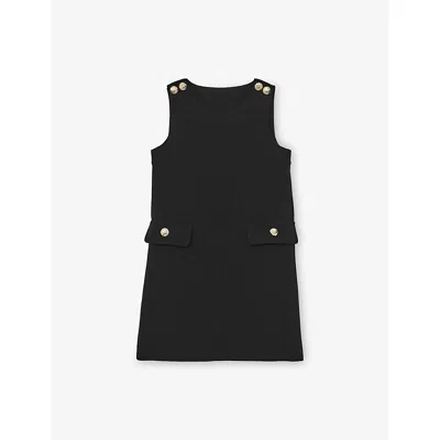 Reiss Kids' Black Cyrus Sleeveless Stretch-woven Shift Dress 3-9