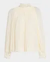 Reiss Czara Guipure Lace-trim Chiffon Blouse In White