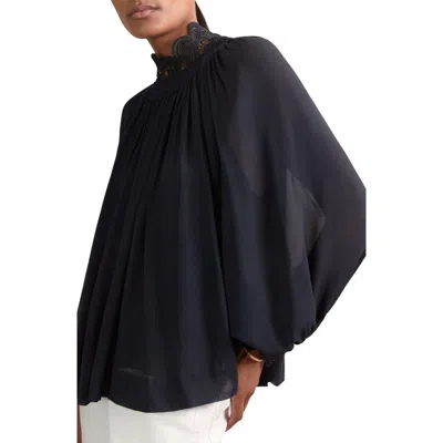 REISS REISS CZARA LACE ACCENT SMOCKED YOKE TOP