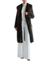 Reiss Brown Reversible Longline Leather Shearling Coat