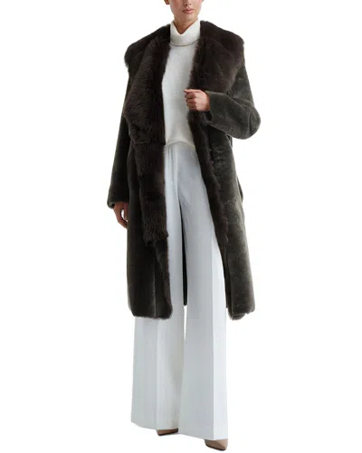 Reiss Dahlia Reversible Longline Leather & Shearling Coat