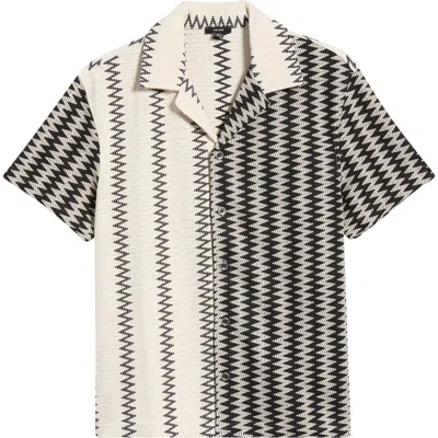 Reiss Dain Chevron Stripe Knit Camp Shirt In Multi