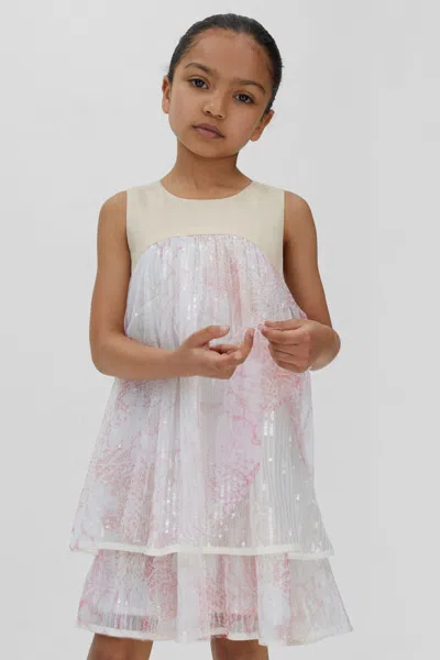 Reiss Kids' Daisy - Pink Tiered Sequin Dress, Uk 11-12 Yrs