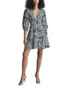 Reiss Daisy Deep V Puff Sleeve Print Mini Dress In Multi