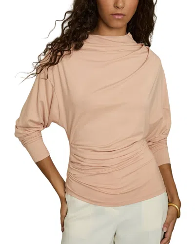 Reiss Daisy Drape Long Sleeve T-shirt In Pink