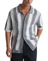 Reiss Dale Stripe Button-front Sweater In Blue