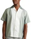 Reiss Dalorian Color Block Camp Shirt In Green Multi