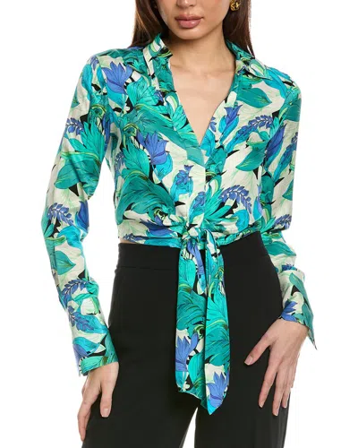 Reiss Dana Printed Tie Shirt In Blue