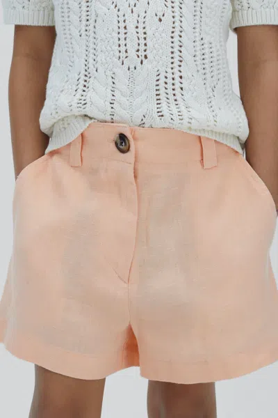 Reiss Dani - Apricot Senior Linen Loose Fit Shorts, Uk 11-12 Yrs