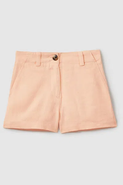 Reiss Dani - Apricot Teen Linen Loose Fit Shorts, Uk 13-14 Yrs