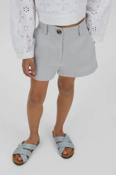 Reiss Dani - Blue Senior Linen Loose Fit Shorts, Uk 10-11 Yrs