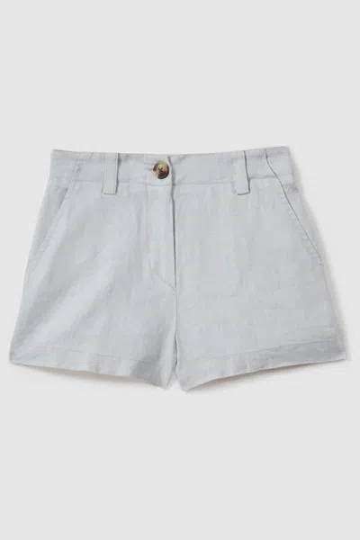 Reiss Dani - Blue Teen Linen Loose Fit Shorts, Uk 13-14 Yrs