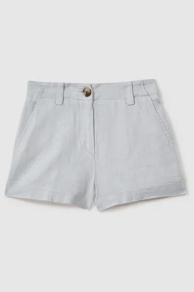 Reiss Dani - Blue Dani Teen Linen Loose Fit Shorts In Blue