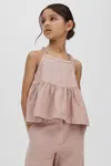Reiss Pink Dani 4-9 Yrs Linen Peplum Top In Pink
